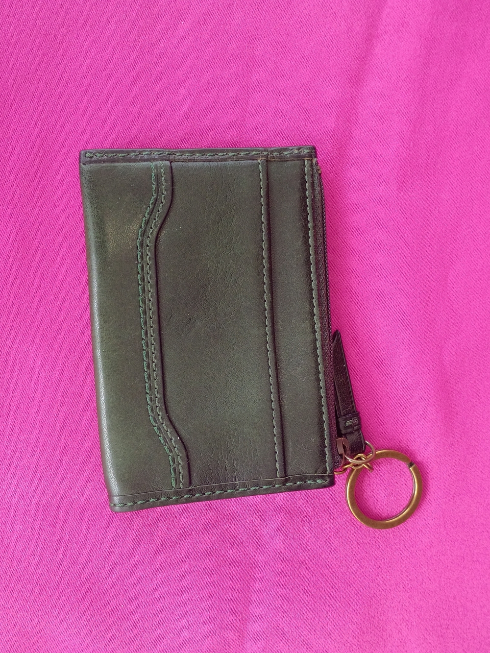 Coach Vintage Dark Green Bleeker Leather Keychain Card Wallet - Picture 4 of 10